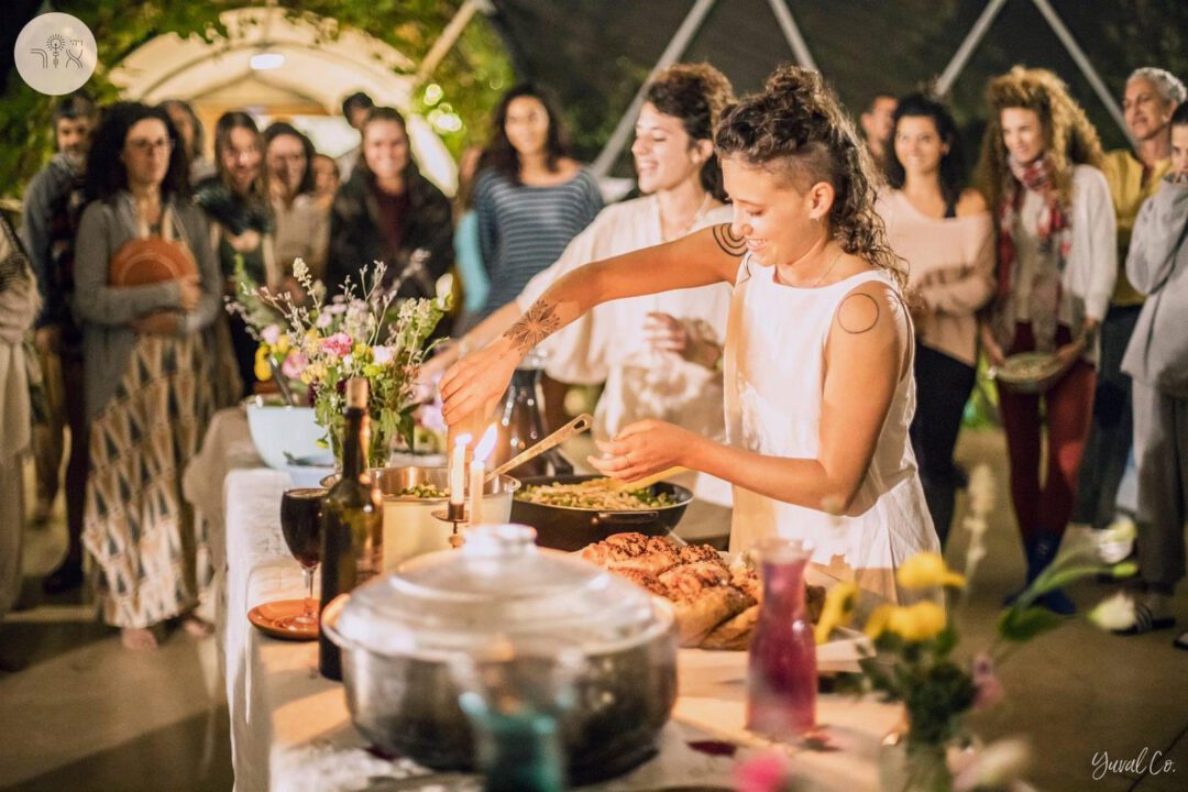 An evening gathering at the long table