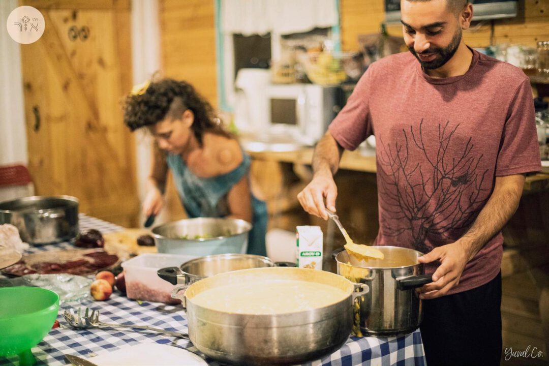 Cooking together at the farm